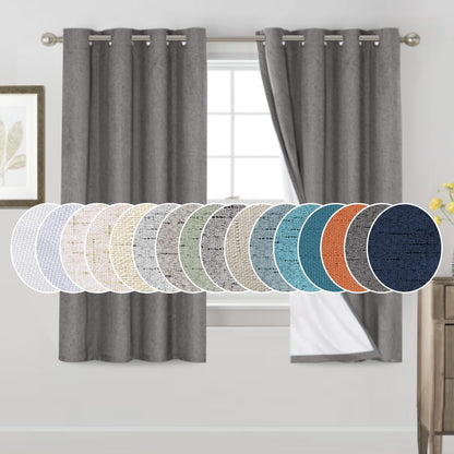 PrinceDeco Natural Linen Curtains 100% Blackout Linen Curtains for Bedroom Full Blackout Curtains 84 Inches Long Living Room Thermal Insulated Light Blocking Curtain Drapes White Backing, 2 Panels