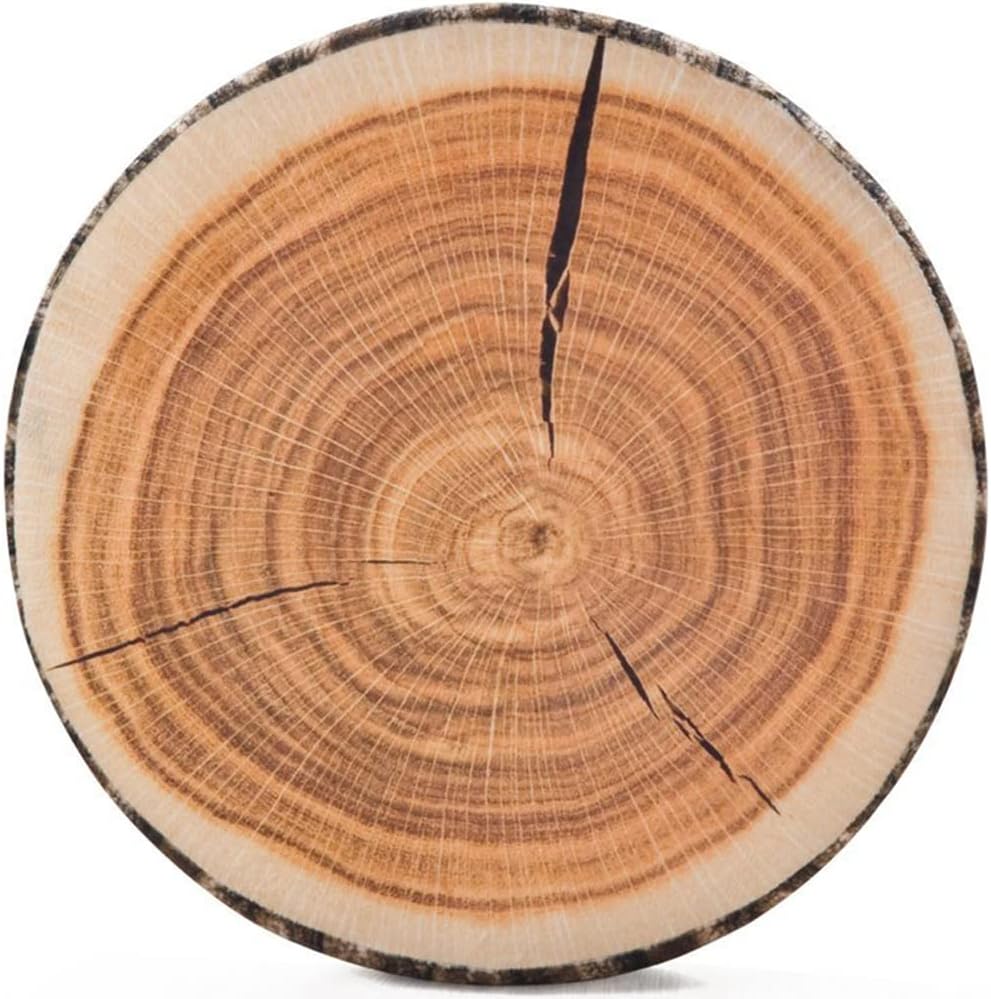 HYSEAS Decorative Round Throw Pillow, 3D Digital Print Comfortable Funny Cute Wood Log Pillow Circle Seating Floor Cushion for Home, Couch, Sofa, Bedroom, Stump, 14 x 2.75 Inch, 1 Pack
