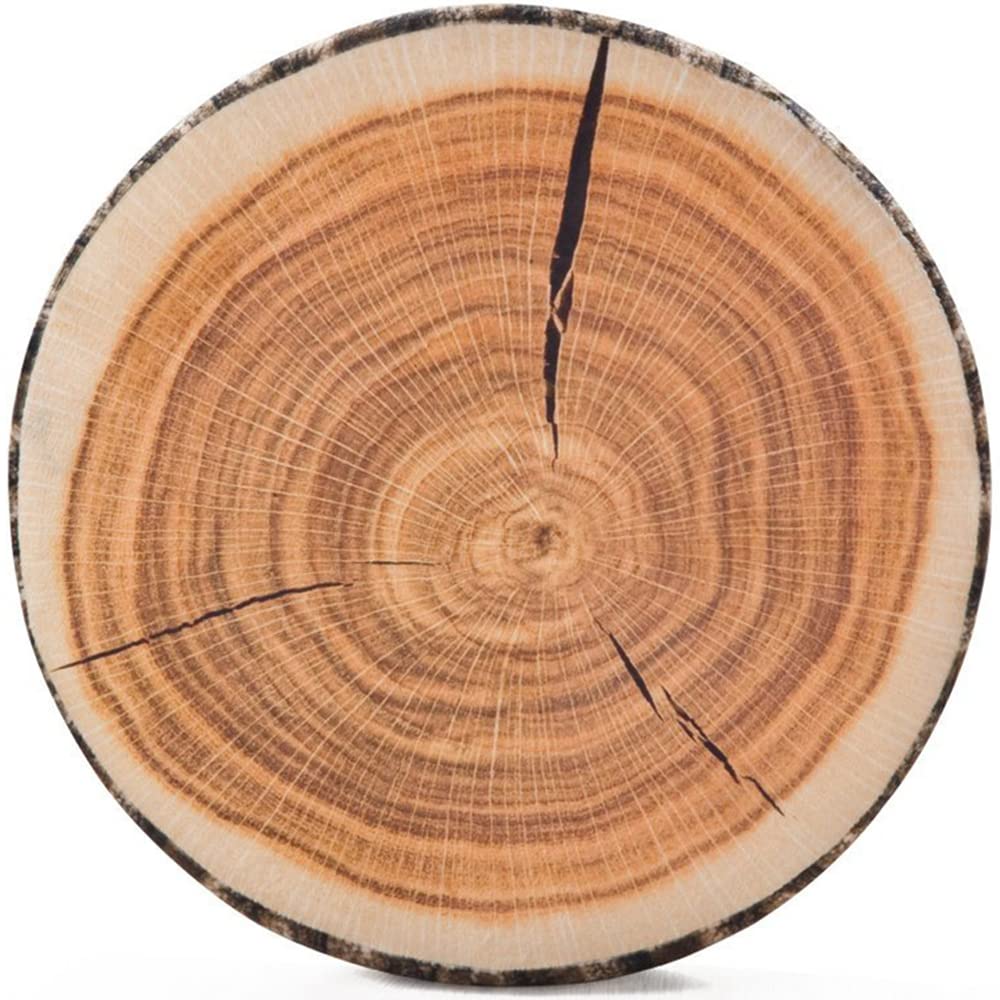 HYSEAS Decorative Round Throw Pillow, 3D Digital Print Comfortable Funny Cute Wood Log Pillow Circle Seating Floor Cushion for Home, Couch, Sofa, Bedroom, Stump, 14 x 2.75 Inch, 1 Pack