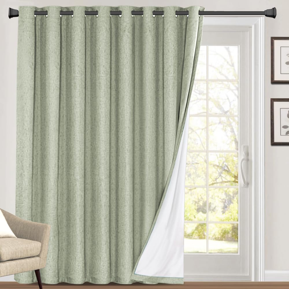 PrinceDeco Natural Linen Curtains 100% Blackout Linen Curtains for Bedroom Full Blackout Curtains 84 Inches Long Living Room Thermal Insulated Light Blocking Curtain Drapes White Backing, 2 Panels