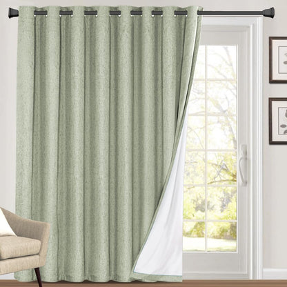 PrinceDeco Natural Linen Curtains 100% Blackout Linen Curtains for Bedroom Full Blackout Curtains 84 Inches Long Living Room Thermal Insulated Light Blocking Curtain Drapes White Backing, 2 Panels