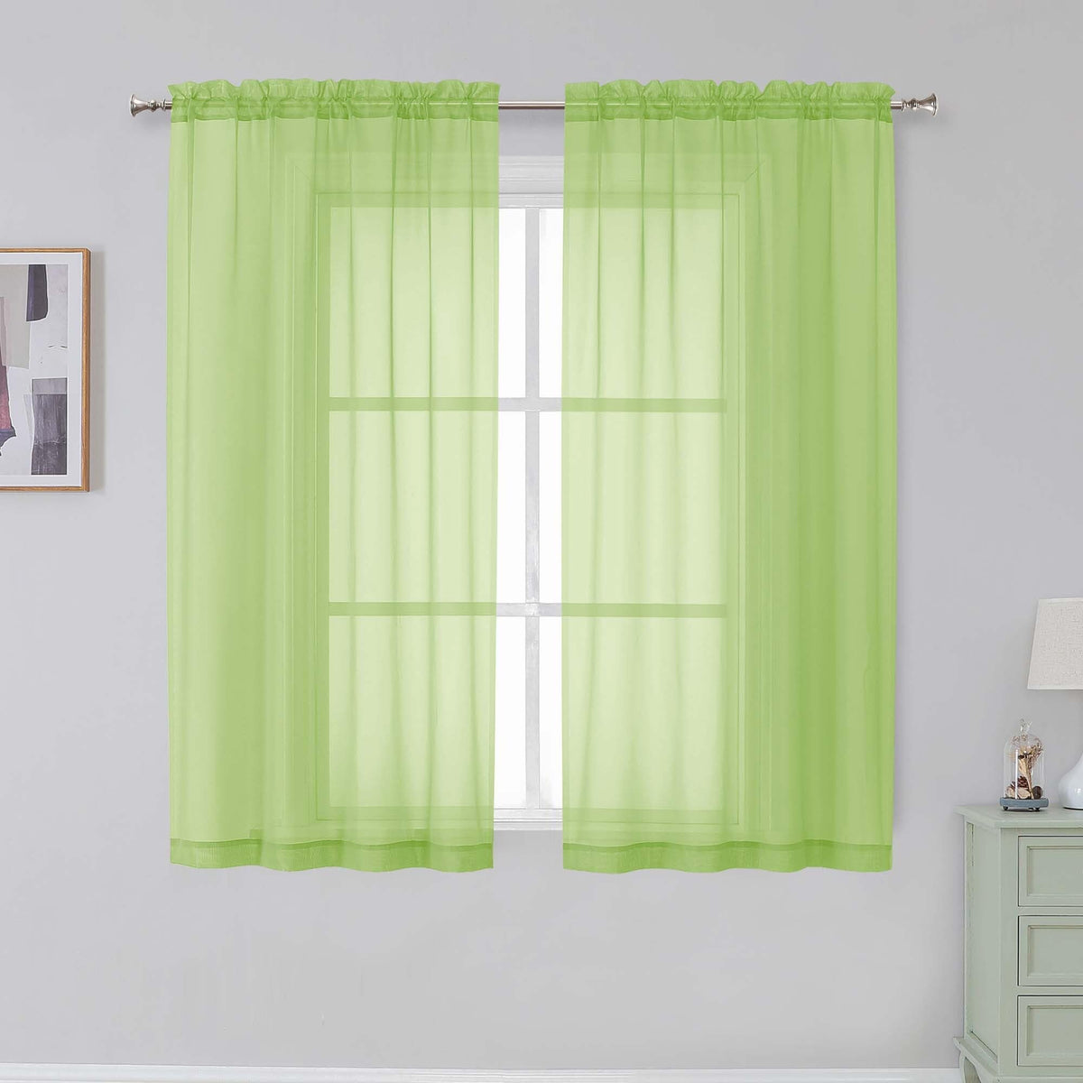 Simplebrand Black Sheer Curtains 84 Inches Long 2 Panels for Living Room