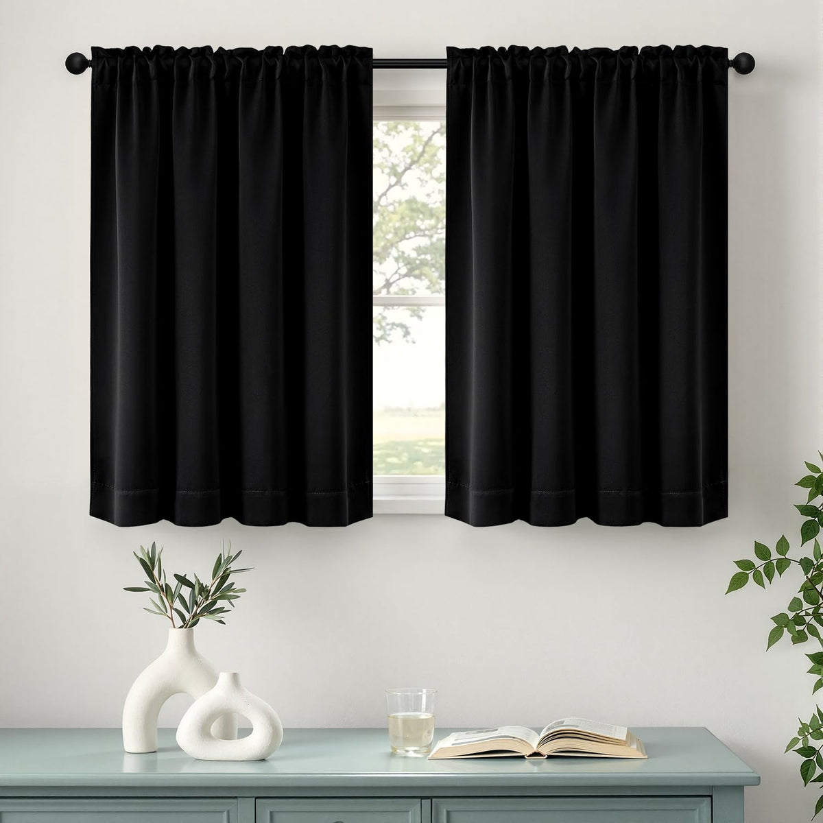 MIULEE Stone Blue Blackout Curtains for Bedroom Living Room 40"x63" 2 Panel