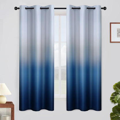 SimpleHome Ombre Black to Grey White Curtains for Living Room 52Wx84L