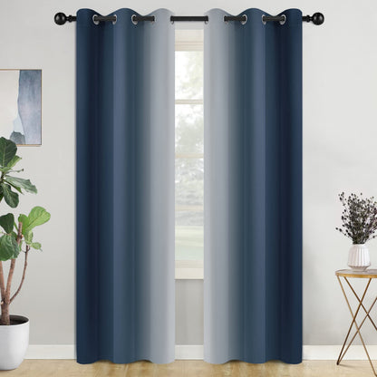 COSVIYA Grommet Room Darkening Ombre Purple Curtains W52xL63 inch