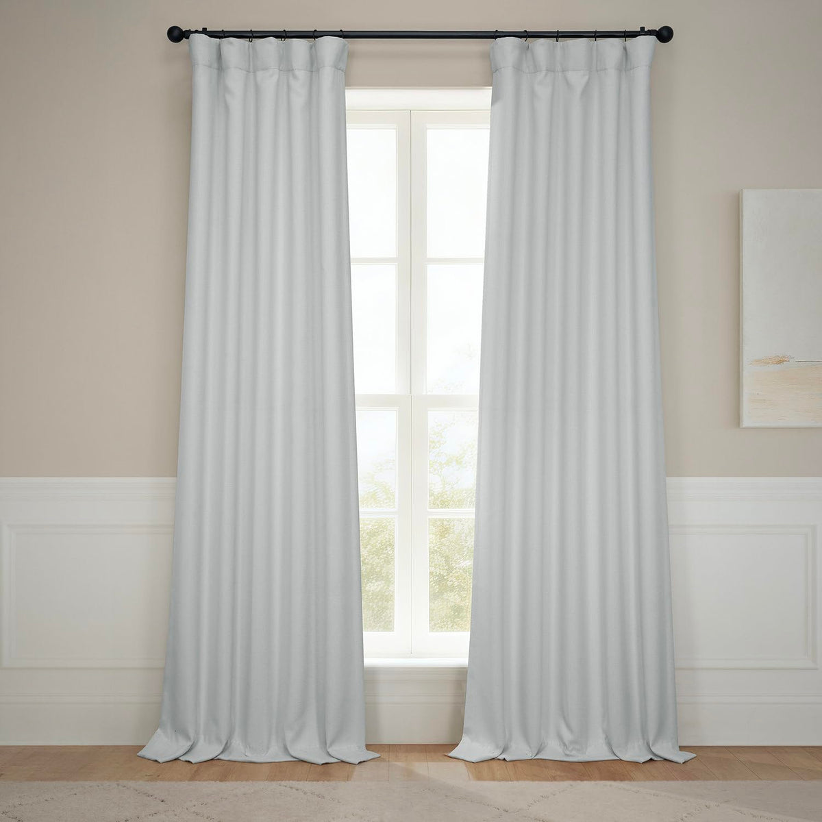 Faux Linen Curtains for Living Room (1 Panel) - 50W X 108L, Birch Taupe