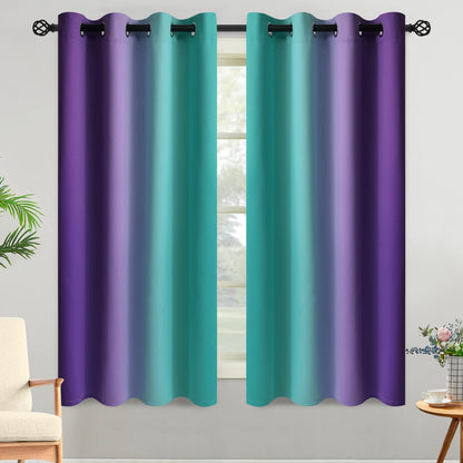 Yakamok Ombre Curtains Blue and Greyish White for Living Room,52Wx84L