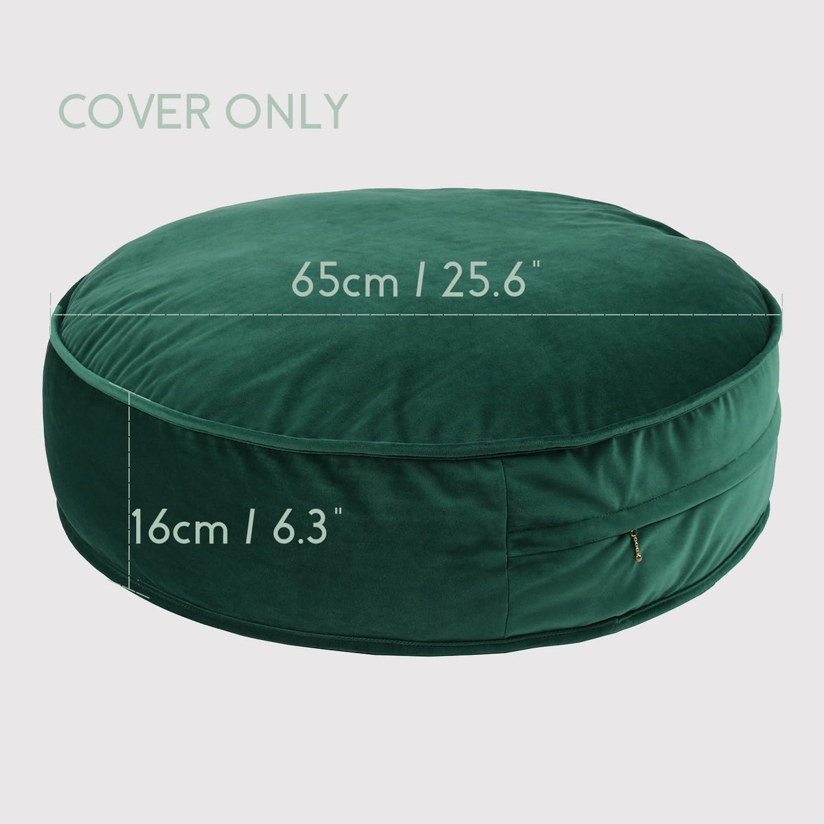 Round Floor Pillow Cover Velvet Throw Seating Pouf Yoga Meditation Cushion Plush Case Reading Room Decor Cover Only (25.6IN, Green)