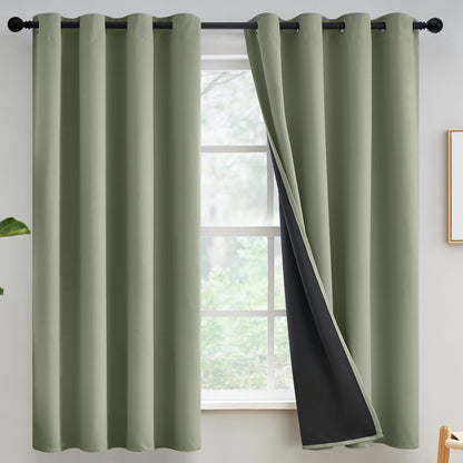 Yakamok Burgundy Red Blackout Curtains 84 inches Long for Bedroom 38" Wide