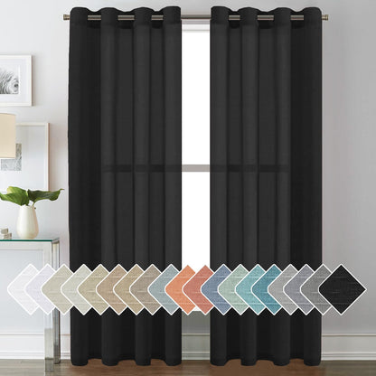 H.VERSAILTEX Natural Linen Sheer Curtains 84" 2 Panels Grommet