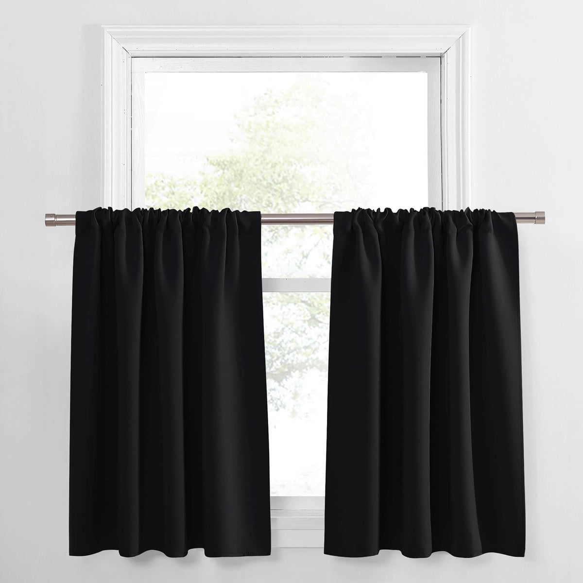 PONY DANCE Black Out Curtains 72 inch Long, Black, 2 Panels
