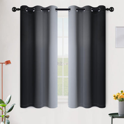 SimpleHome Ombre Black to Grey White Curtains for Living Room 52Wx84L