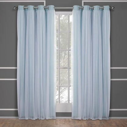 TOWN & COUNTRY LUXE Talia Double Layer Indoor Curtains, Sheer and Room Darkening Blackout, Grommet Top, Energy Efficient, 2-Pack Set, 52"x84", Rose Blush