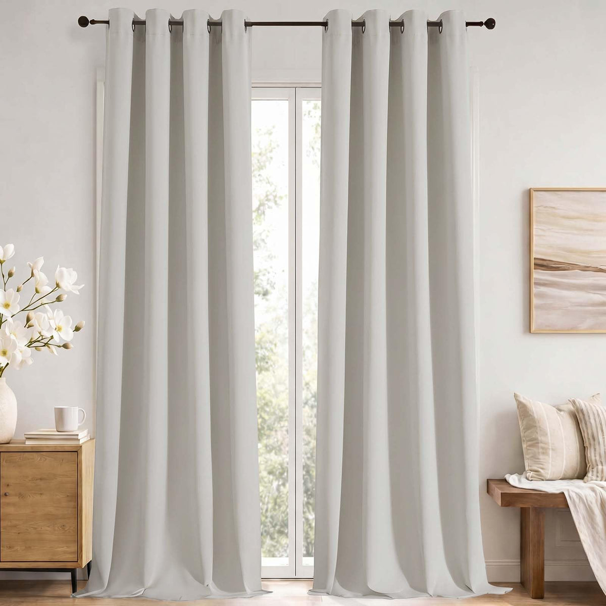 Simplebrand Sage Green Blackout Curtains 84 Inch Length 2 Panels Set for Bedroom/Living Room, Solid Room Darkening Thermal Insulated Grommet Energy Saving Window Treatment Drapes, Each 52" Wide