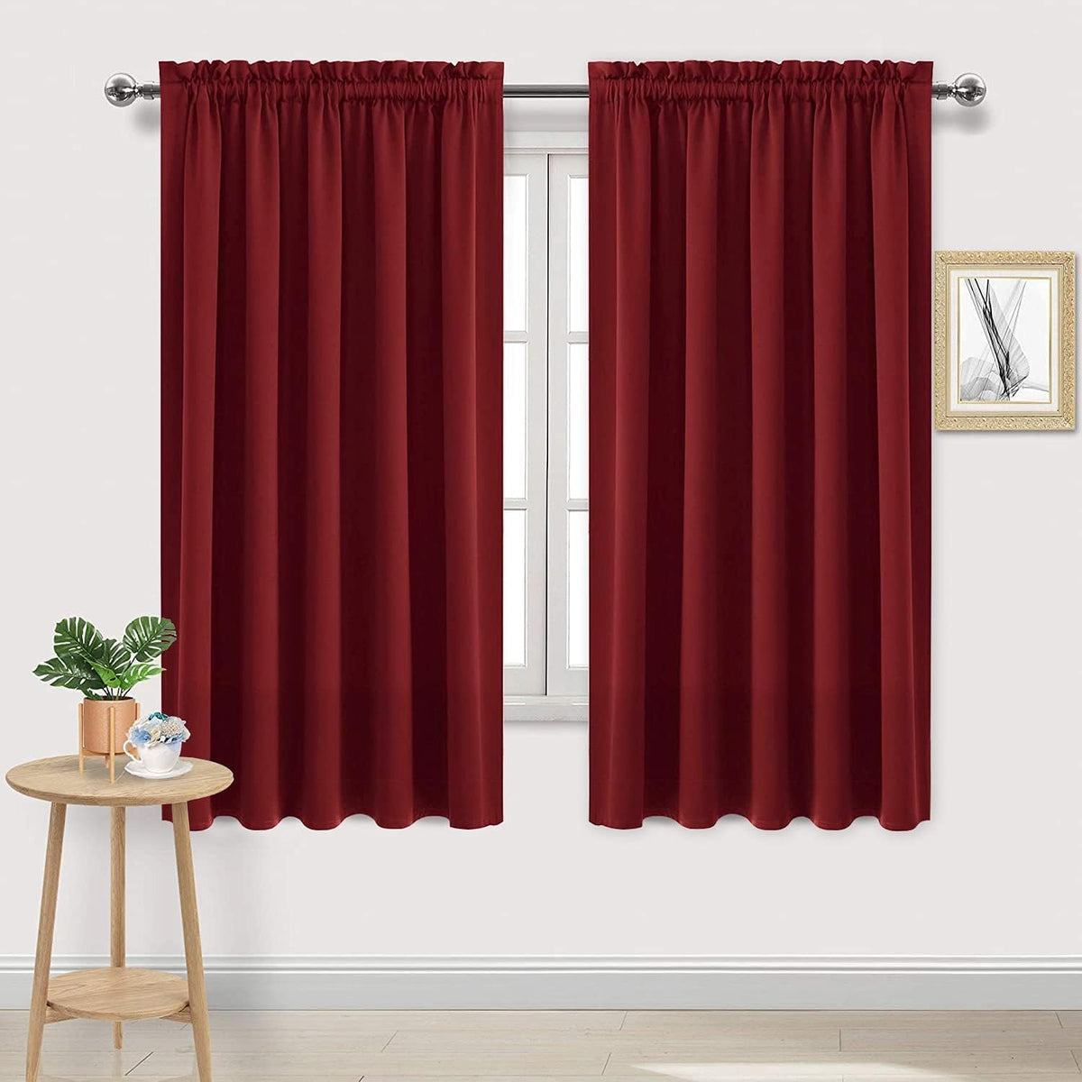 DWCN Blackout Curtains for Bedroom Living Room 42 x 63 Inch Long Black