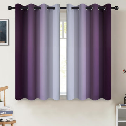 COSVIYA Grommet Room Darkening Ombre Purple Curtains W52xL63 inch
