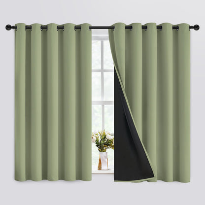 SimpleHome Cream 100% Blackout Curtains Room Darkening Living Room 84 Inch