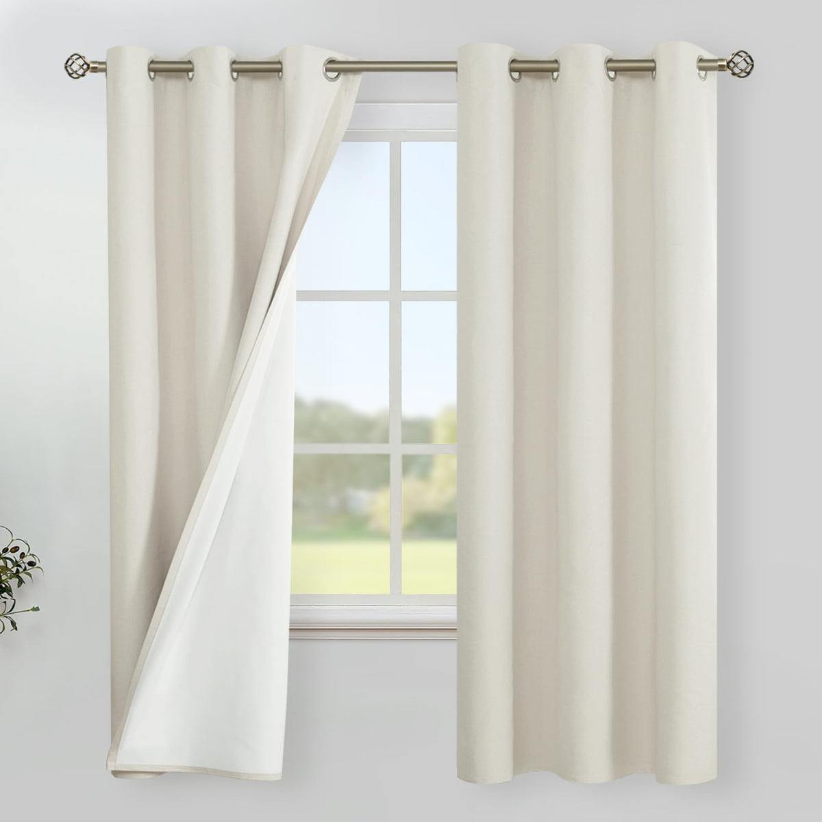 YoungsTex Black Blackout Curtains for Bedroom, Thermal Drapes Heat Blocking