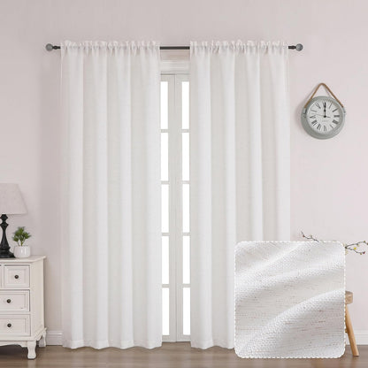Chyhomenyc White Curtains 84 Inch Length 2 Panels 40Wx84L inches