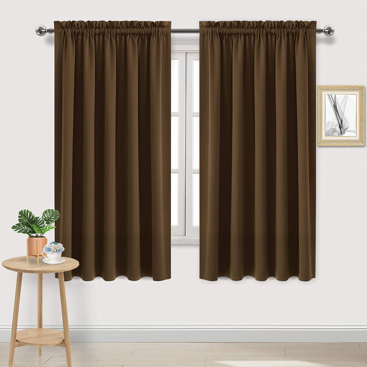 DWCN Blackout Curtains for Bedroom Living Room 42 x 63 Inch Long Black