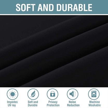 H.VERSAILTEX 100% Blackout Curtains for Bedroom Black Out Curtains 96 inch Thermal Insulated Long Blackout Curtains for Living Room, Energy Saving Curtains for Patio Door Grommet (1 Panel, Jet Black)