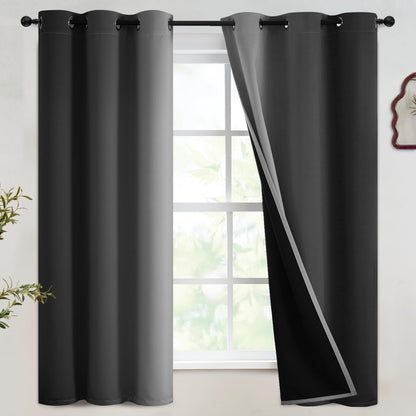 SimpleHome Ombre Black to Grey White Curtains for Living Room 52Wx84L
