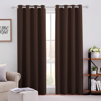 HOMEIDEAS Blackout Curtains for Bedroom 52 X 84 Inch Long 2 Panels Set Light Grey/Gray Room Darkening Curtains/Drapes, Soundproof Thermal Grommet Window Curtains for Living Room