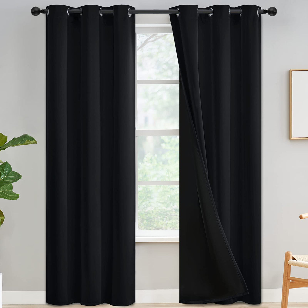 Yakamok Burgundy Red Blackout Curtains 84 inches Long for Bedroom 38" Wide