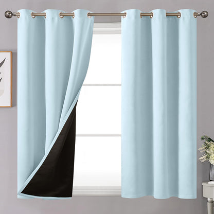 YoungsTex Black Blackout Curtains for Bedroom, Thermal Drapes Heat Blocking