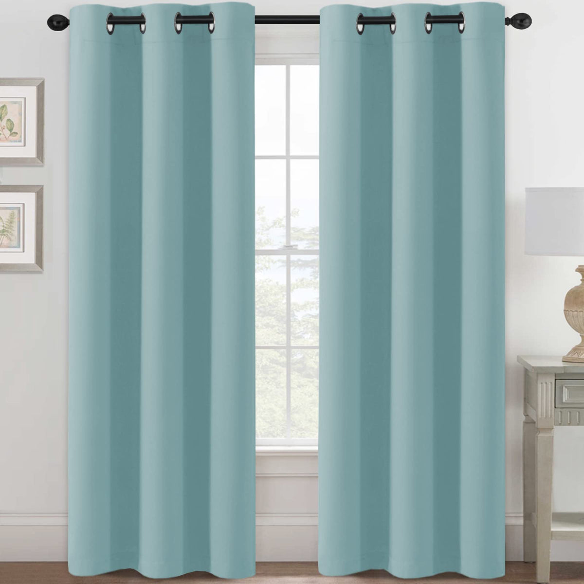 H.VERSAILTEX Blackout Curtains for Bedroom Thermal Insulated Room Darkening Living Room Curtains 63 Inch Long Grommet Privacy Protection Window Curtain Panels/Drapes for Nursery,2 Panels,Ivory/Cream