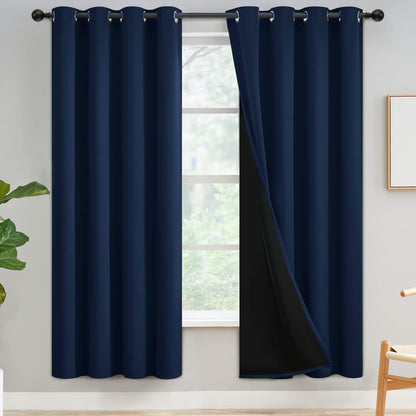 Yakamok Burgundy Red Blackout Curtains 84 inches Long for Bedroom 38" Wide
