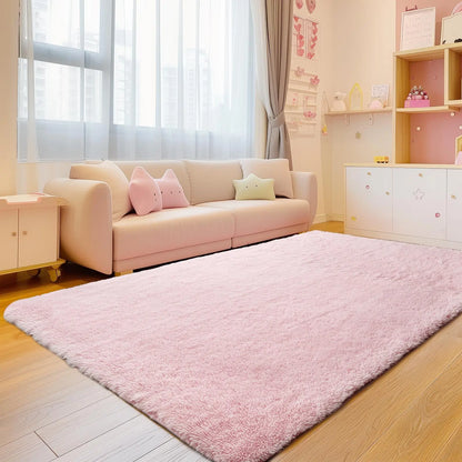 FAMVAL Long Hair Fluffy Home Decor Rug - Super Soft Non-Slip Modern Rectangular Living Room Rug, Cozy Vibes Carpet for Bedroom Nursery