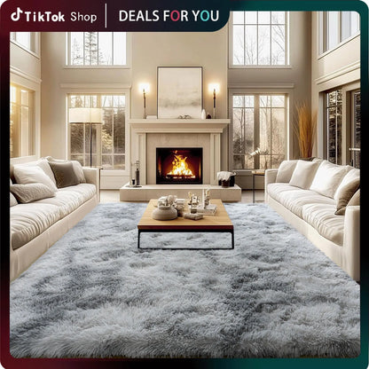 Rezutan Polyester Fluffy Non-Slip Shag Area Rug, Large Soft Unisex Household Item for Living Room & Bedroom, Aesthetic Home Decor, Room Decor