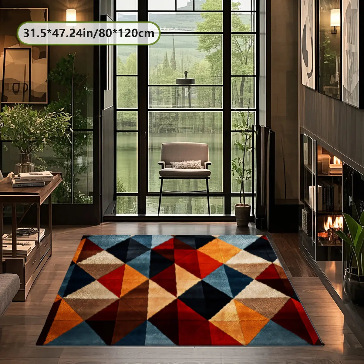 Imitation Cashmere Geometric Pattern, Modern Art-Style Digital Printed Carpet, Comfortable And Beautiful, Versatile Decoration, Living Room, Sofa Mat, Door Mat, Bedroom, Outdoor Use, Shopping Malls, Cafes, Machine Washable