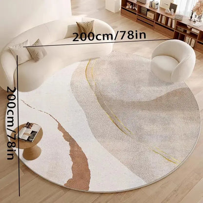 Round Geometric Pattern Rug, Non-slip Soft Floor Mat, Decorative Carpet for Home Living Room Bedroom, Foldable & Washable Floor Mat, Abstract Styled Rug, Modern Minimalist Rug, Geometric Graphic Rug, Geometric Design Rug, Abstract Area Rugs