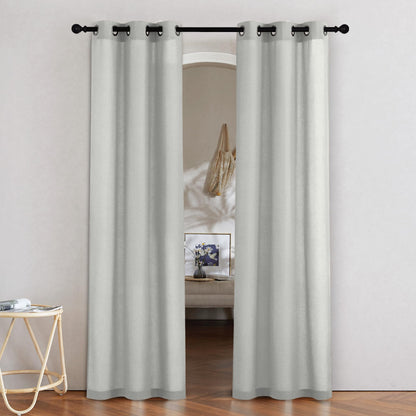 NICETOWN Natural Linen Curtains 84 inch Long 2 Panels Set, Grommet Top Thick Linen Burlap Semi Sheer Vertical Drapes Privacy Assured with Light Filtering for Bedroom/Living Room, W55 x L84