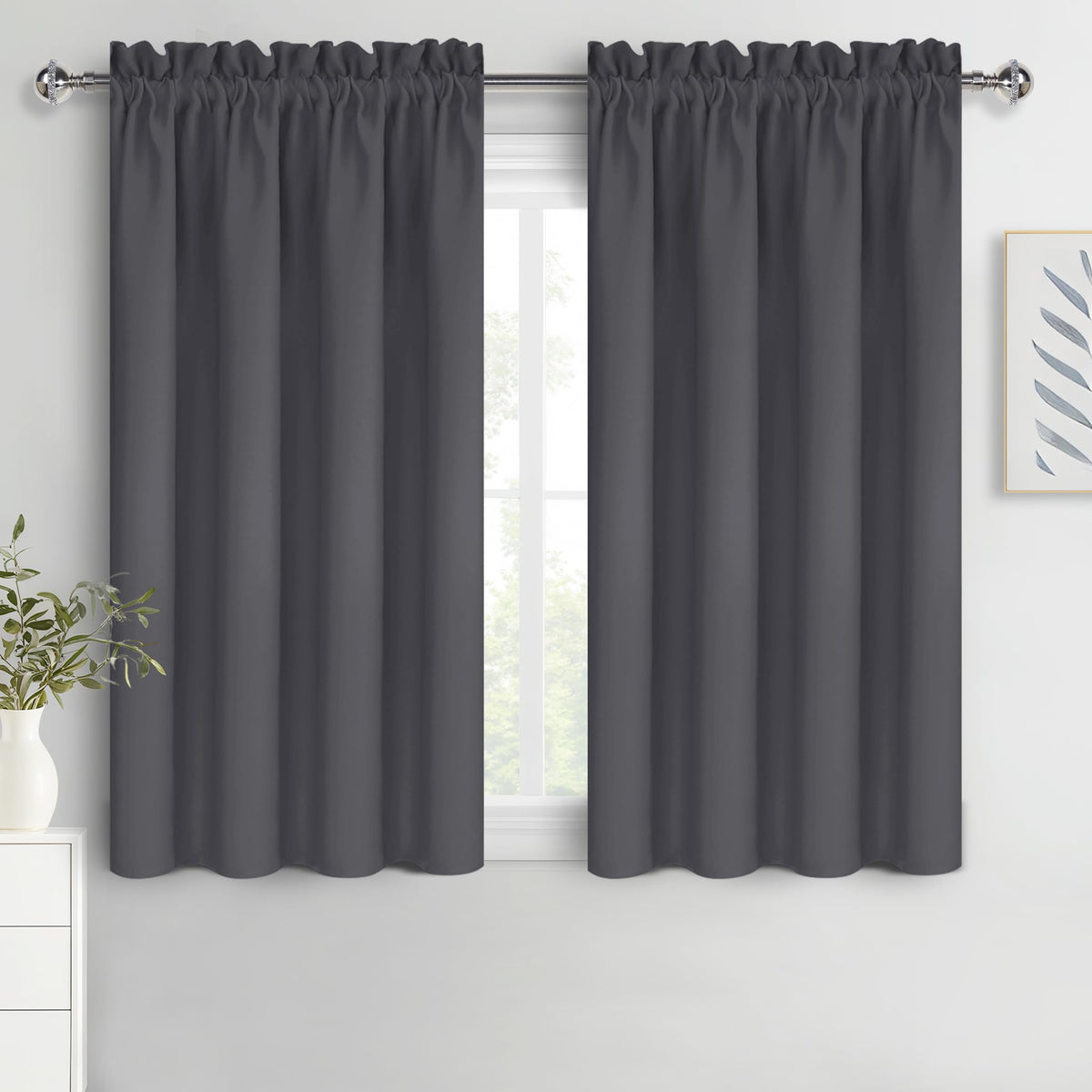 DWCN Blackout Curtains for Bedroom Living Room 42 x 63 Inch Long Black
