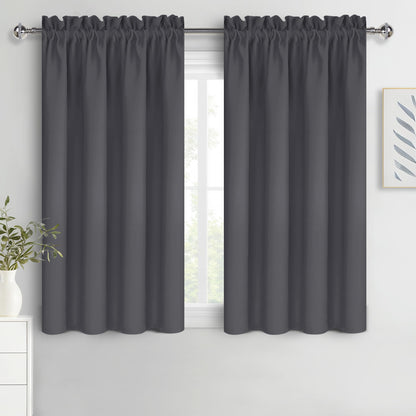 DWCN Blackout Curtains for Bedroom Living Room 42 x 63 Inch Long Black