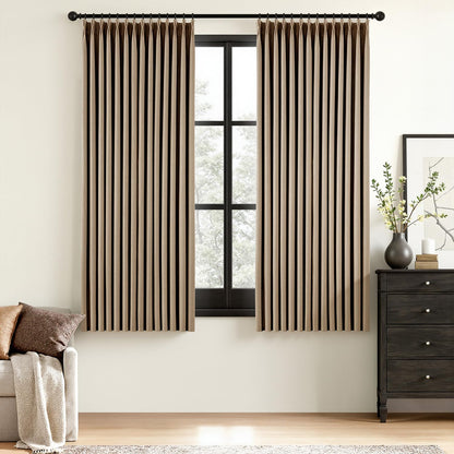 MIULEE Natural Pinch Pleated 100% Blackout Linen Curtains 40x84 Inches