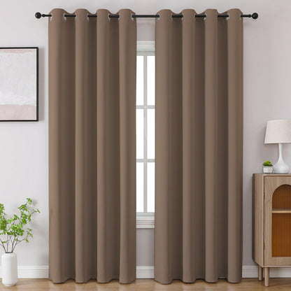 CUCRAF Beige Blackout Curtains 84 inch Length 2 Panels Set, Room Darkening Drapes for Living Room Bedroom, Thermal Insulated Light Blocking Grommet Window Curtain (W52 x L84 Inch)