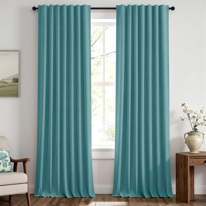 MIULEE 100% Blackout Linen Curtains for Bedroom 42 x 84 Inch Ivory 2 Panels