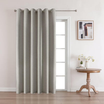 CUCRAF 100% Blackout Window Curtains 84 inches Long 2 Panels Set, Faux Linen Look Thermal Insulated Grommet Drapes, Room Darkening Curtain for Bedroom Living Room(W52 x L84 Inch, Light Khaki)
