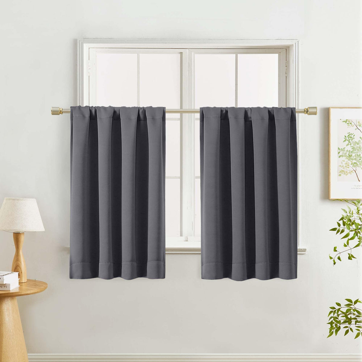 Lecloud Sage Green Room Darkening Curtains 54 Inch Length 2 Panels, Window Curtains for Bedroom, Energy Thermal Insulating Rod Pocket Curtain Drapes for Small Window, 40" W x 54" L