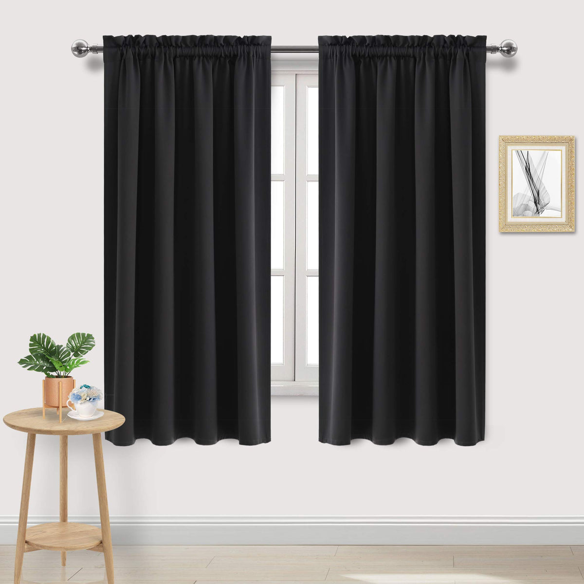 DWCN Blackout Curtains for Bedroom Living Room 42 x 63 Inch Long Black