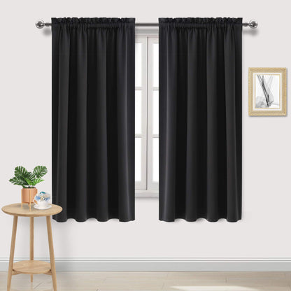 DWCN Blackout Curtains for Bedroom Living Room 42 x 63 Inch Long Black