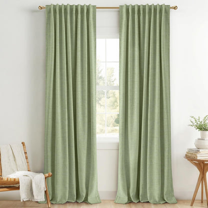 INOVADAY 100% Blackout Linen Curtains for Bedroom 50x84 Inches Cream