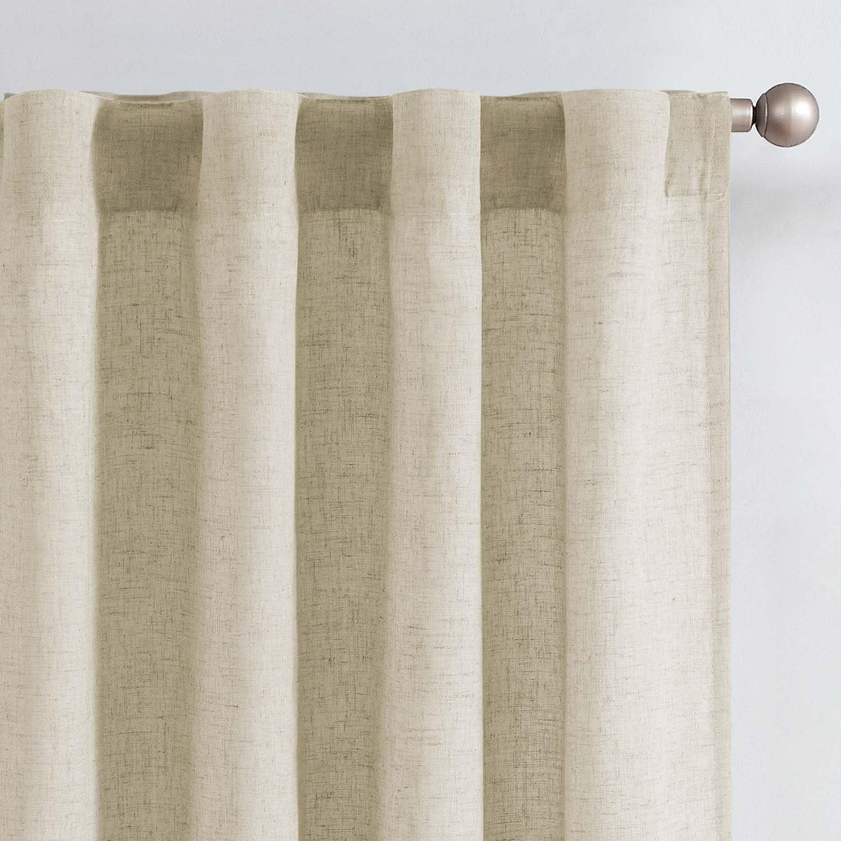 jinchan Linen Curtains Light Filtering Back Tab 50x96 Inch 2 Panels Beige