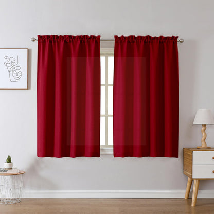 Chyhomenyc White Curtains 45 Inch Length 2 Panels, Faux Linen Textured