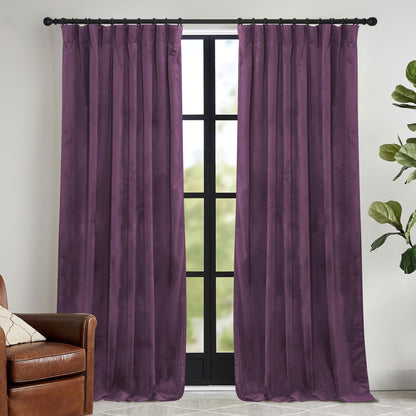 RYB HOME Sage Green Velvet Curtains 84 inches for Bedroom Living Room