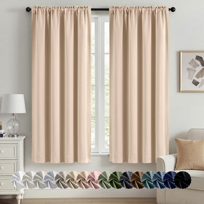 MIULEE Stone Blue Blackout Curtains for Bedroom Living Room 40"x63" 2 Panel